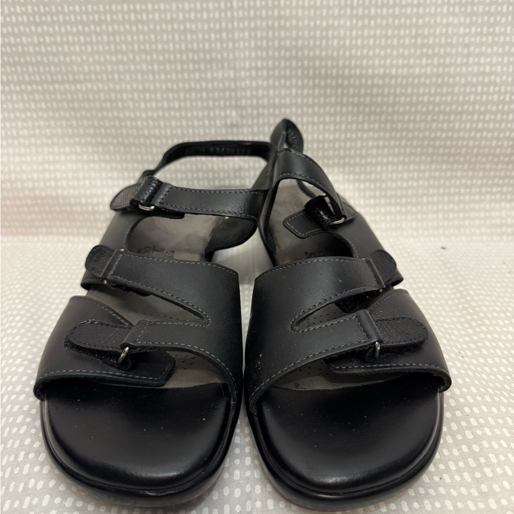 SAS Black Leather Sandals